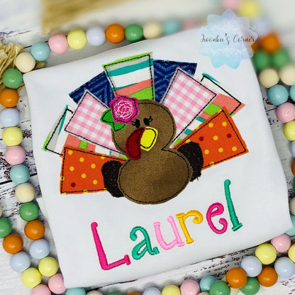 Girl shirt with Colorful Tail Turkey, Girl Thanksgiving outfit, Thanksgiving Shirt