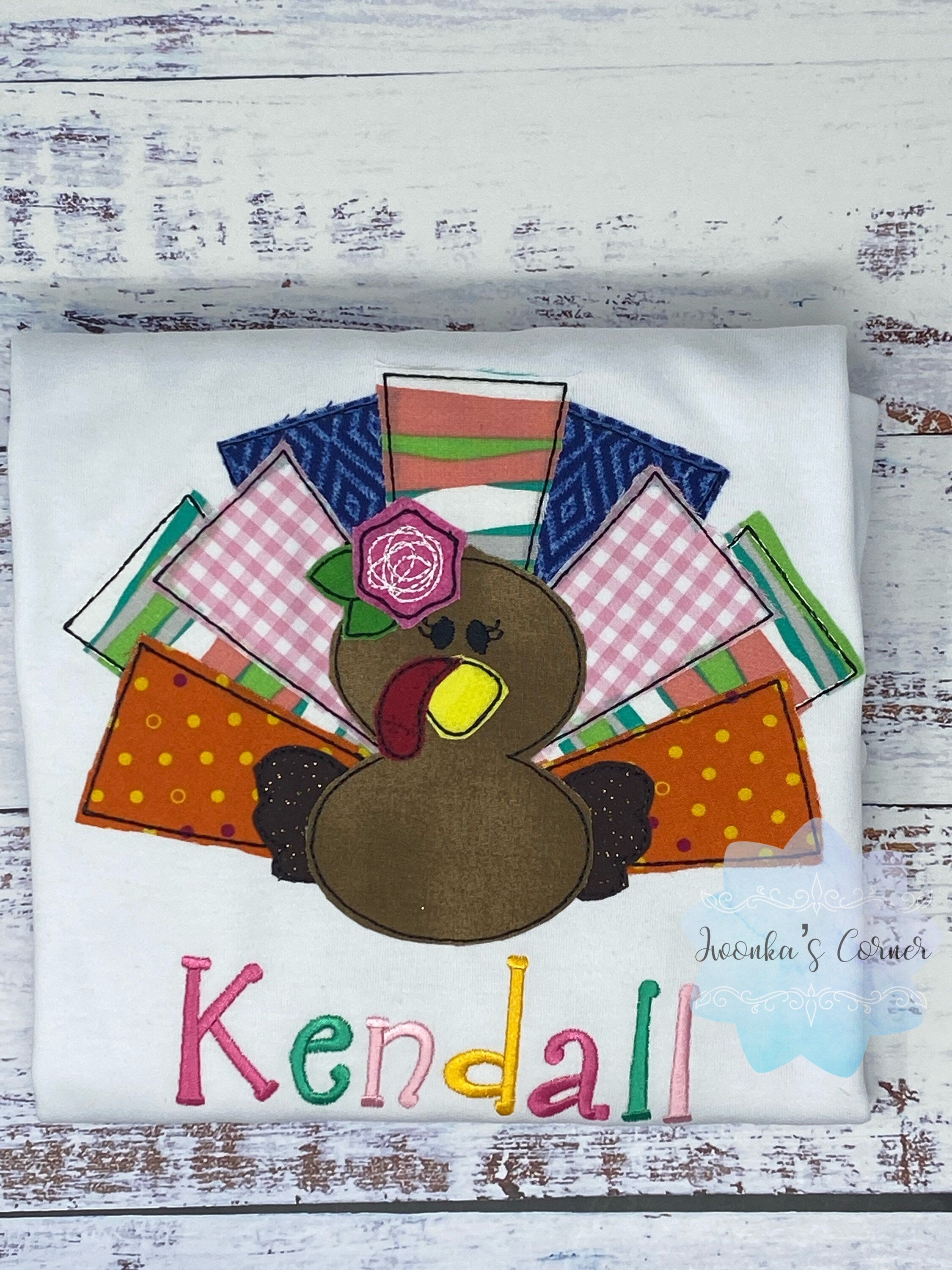 Girl shirt with Colorful Tail Turkey, Girl Thanksgiving outfit, Thanksgiving Shirt