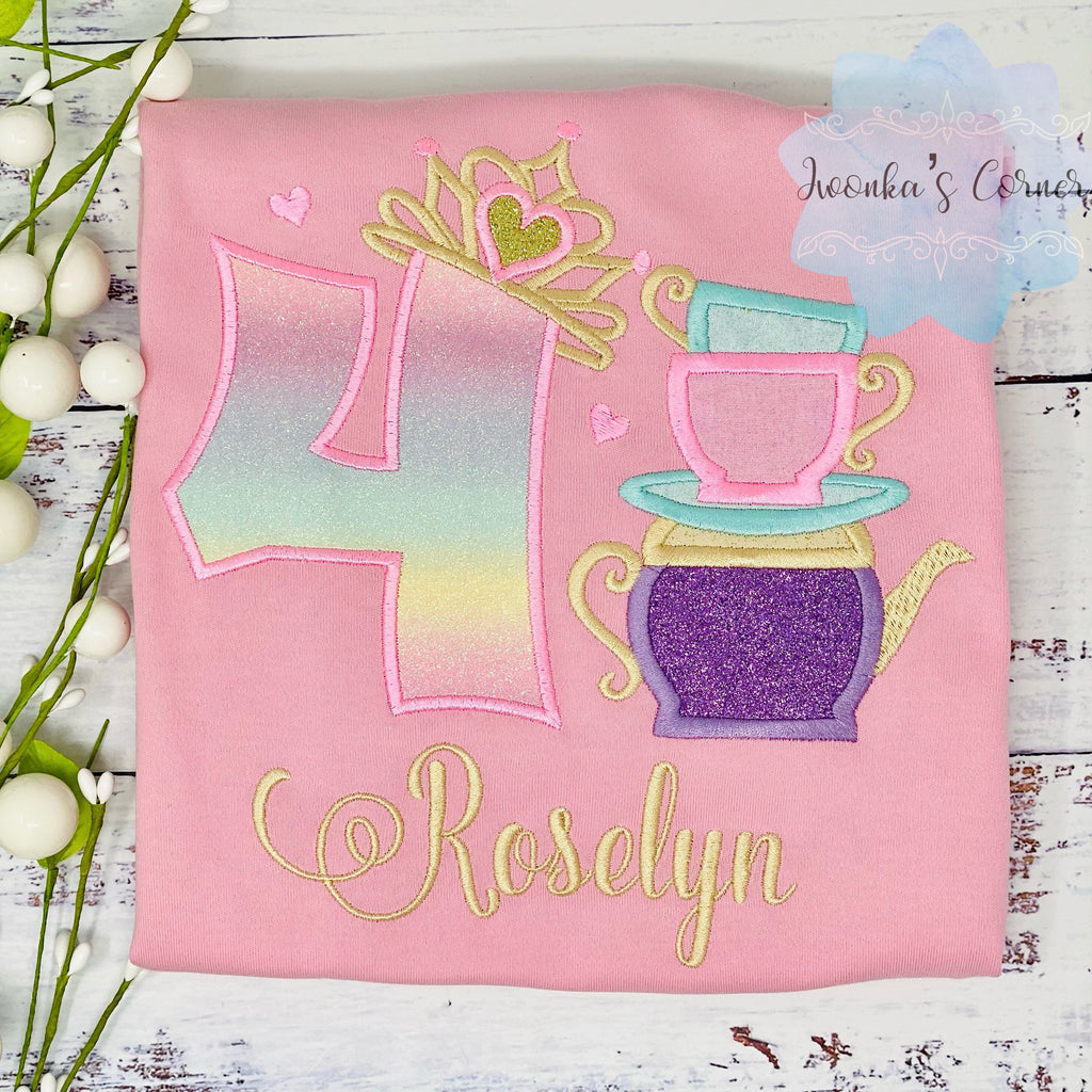 Princess tea party outfit for a girl, Tea cups