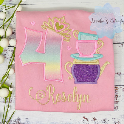 Princess tea party outfit for a girl, Tea cups