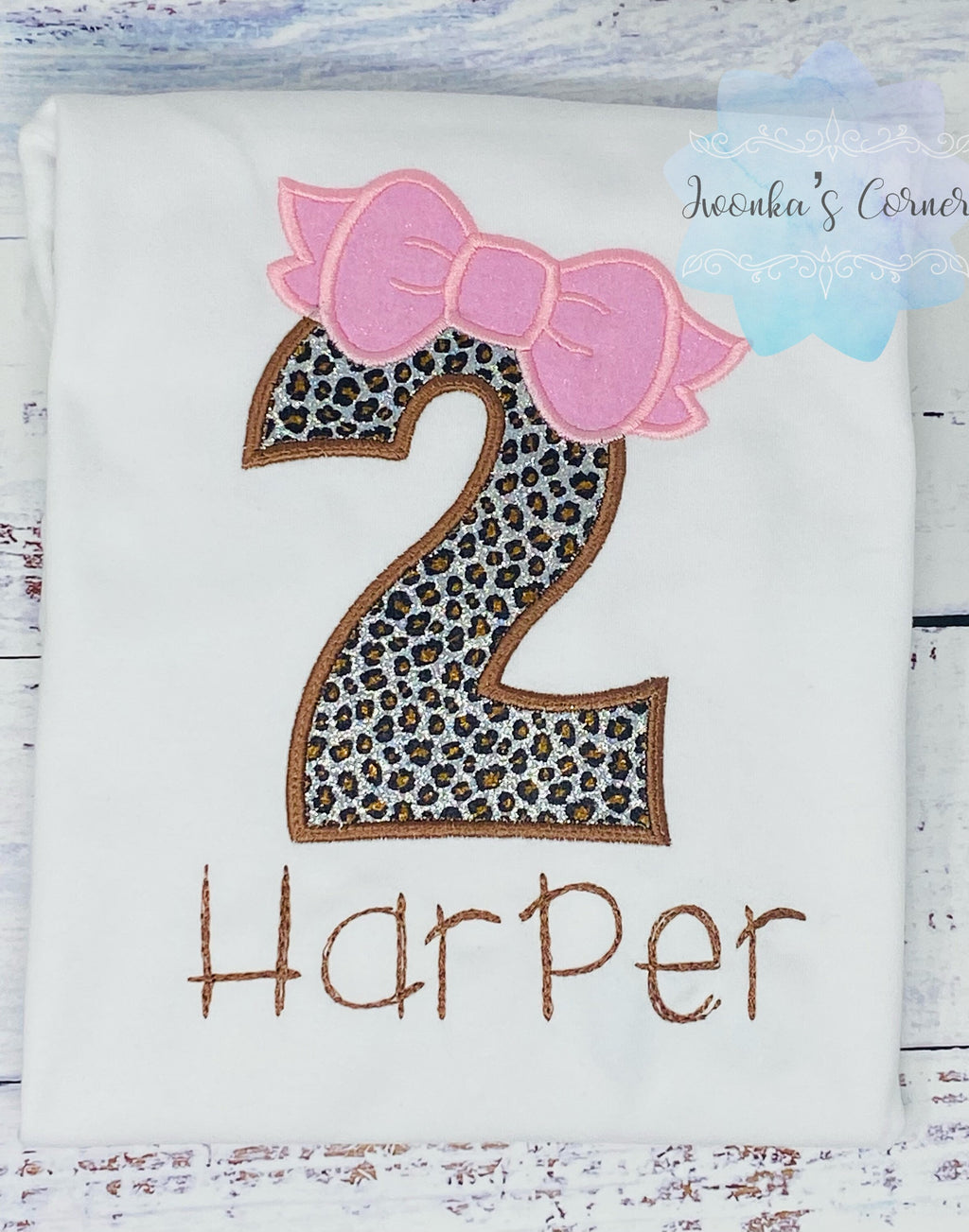Girl 2nd birthday shirt with silver cheetah print number, Cheetah print t-shirt, Leopard print shirt, Glitter Cheetah Embroidery