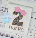 Girl 2nd birthday shirt with silver cheetah print number, Cheetah print t-shirt, Leopard print shirt, Glitter Cheetah Embroidery