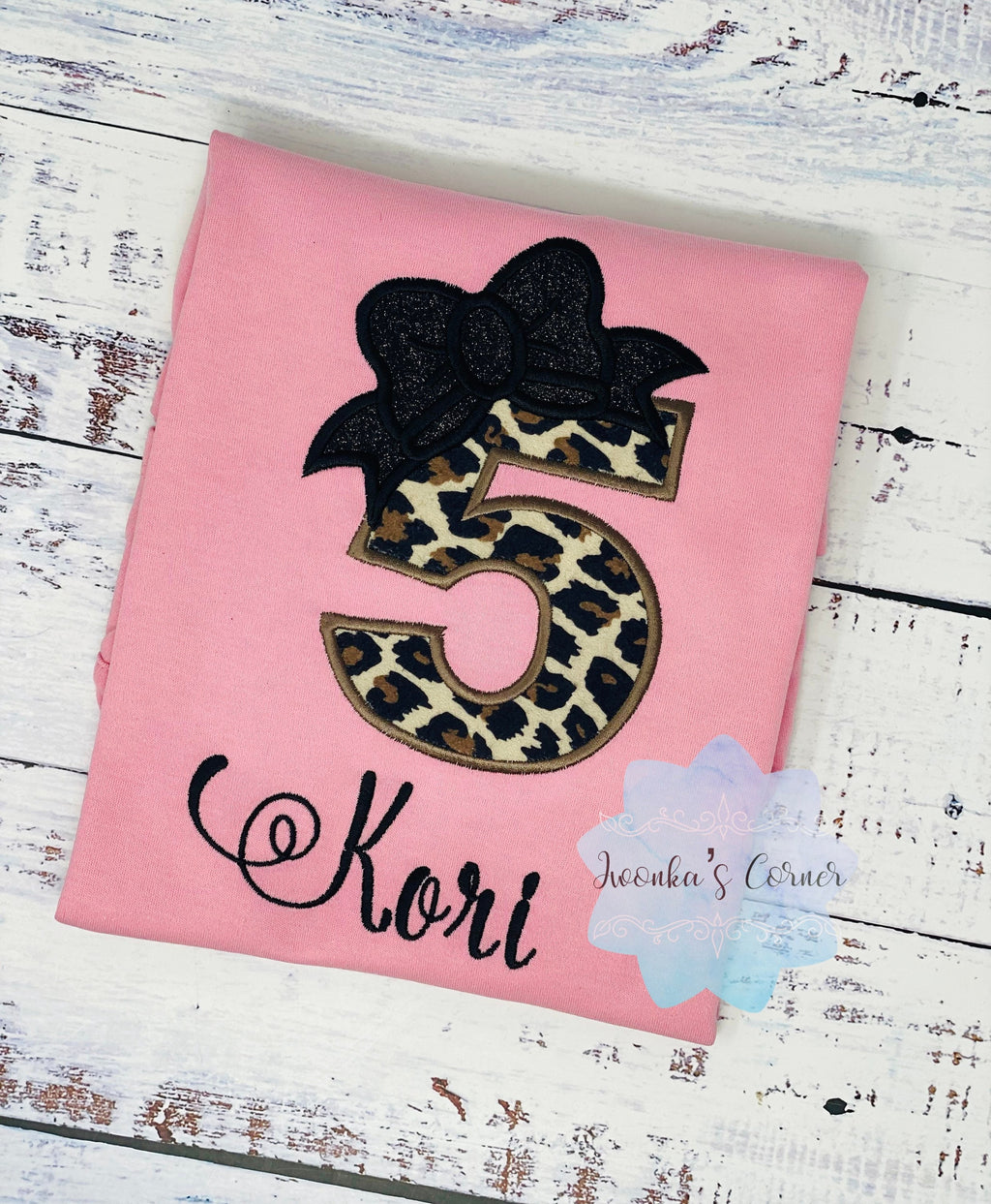 Girl 5th birthday shirt with cheetah print and number, 4th 6th birthday shirt, Cheetah spots shirt, Leopard print birthday shirt, Any age
