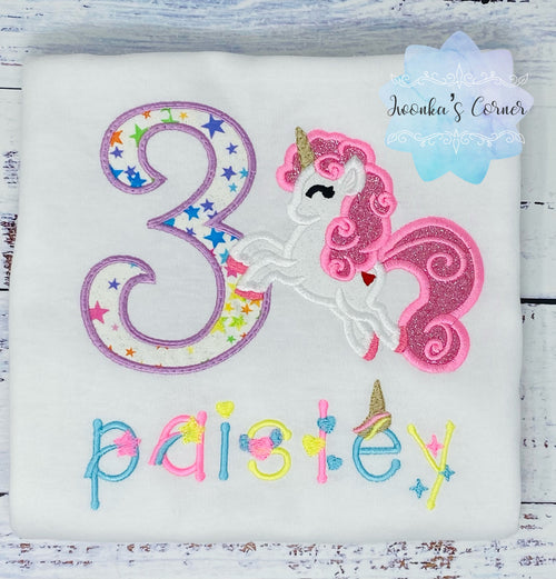 5th Birthday Unicorn Shirt, Girl 3rd Birthday Pastel Unicorn Outfit, Unicorn birthday, Rainbow Unicorn, Unicorn embroidery, Custom Unicorn