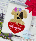 Girl Valentines Shirt, Puppy Love for Valentine, Cute Puppy Dog Valentine Embroidery Shirt, Girl shirt for Valentines