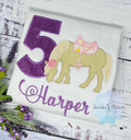 Girl 5th Birthday Shirt With Palomino Horse, Birthday Shirt with Ponny and Saddle, 4th, 6th 7th Horse Embroidery Birthday Shirt