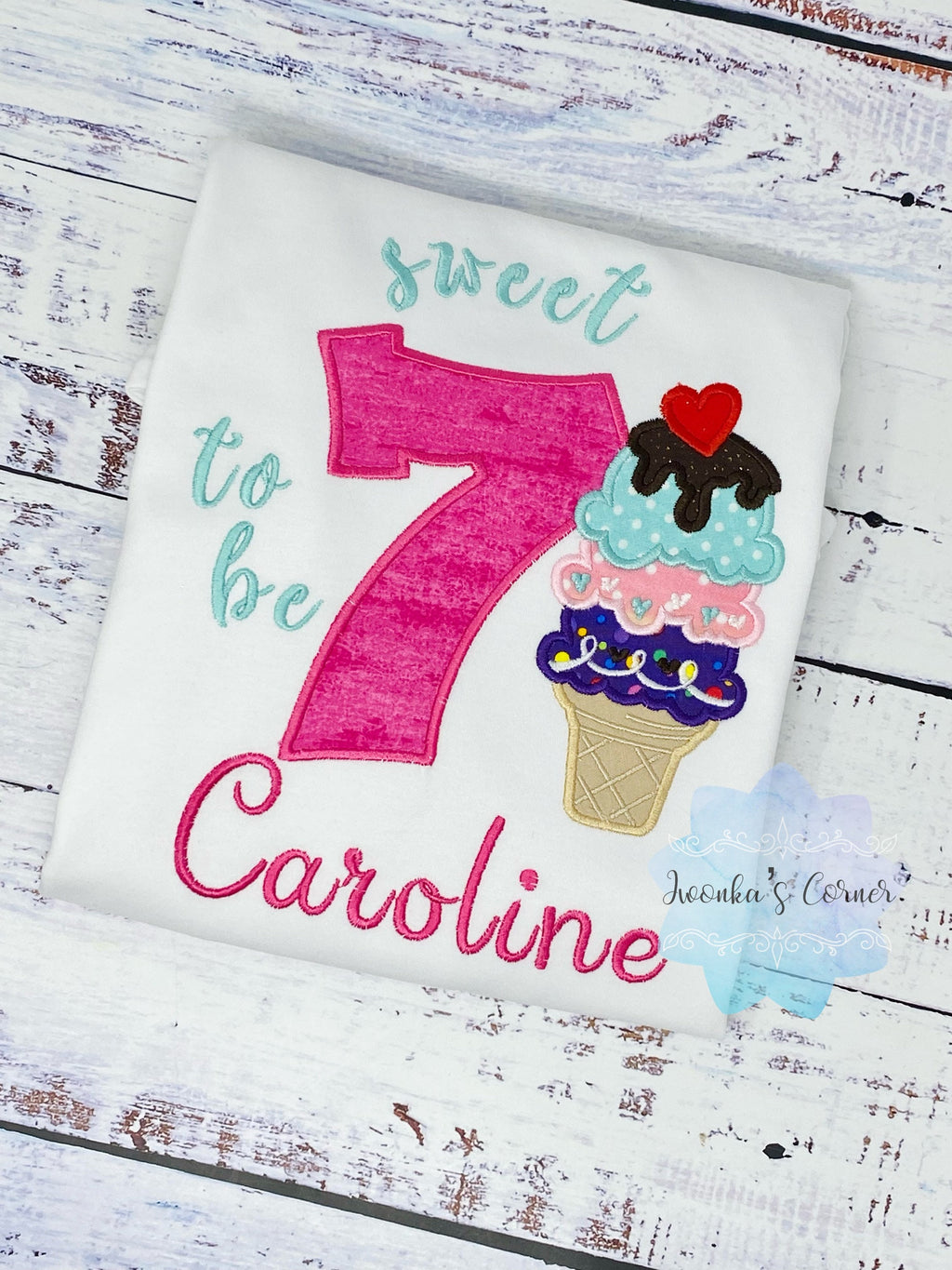 Girl 7rd Birthday Ice cream Birthday Shirt, Ice cream Party Outfit, Summer Birthday, Ice Cream, Sweet Birthday