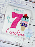 Girl 7rd Birthday Ice cream Birthday Shirt, Ice cream Party Outfit, Summer Birthday, Ice Cream, Sweet Birthday