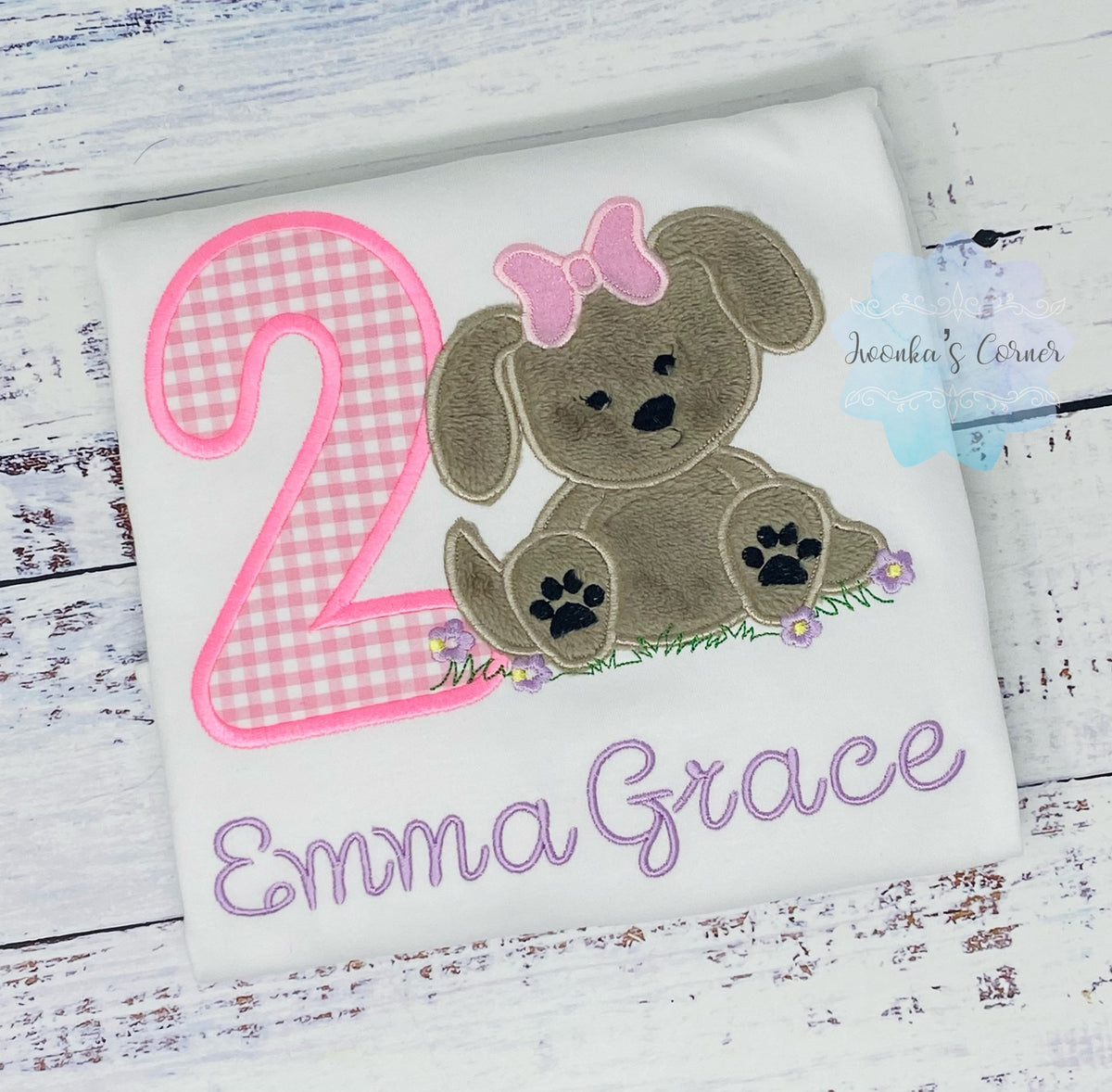 Girl 2nd Puppy Birthday Shirt, Dog Birthday Shirt, Fluffy Puppy Embroidery shirt