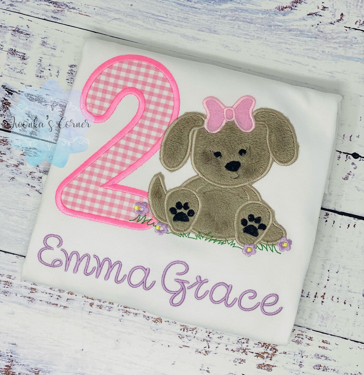 Girl 2nd Puppy Birthday Shirt, Dog Birthday Shirt, Fluffy Puppy Embroidery shirt
