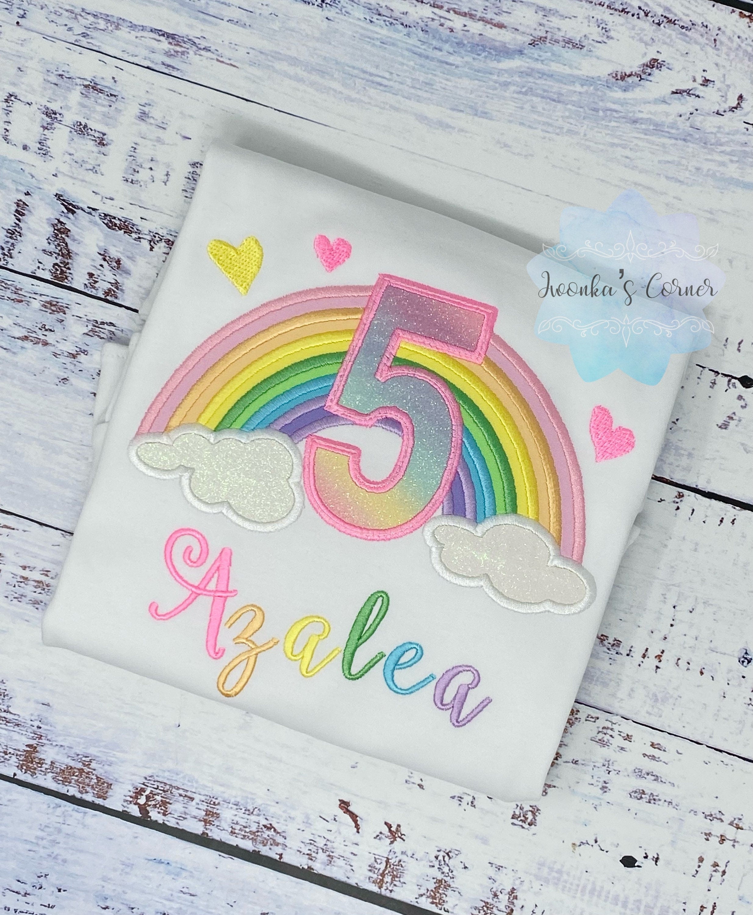 6th Rainbow birthday shirt for a girl, Over the rainbow party, Any Age, birthday party rainbow theme, Pastel Color Rainbow, Pink Rainbow