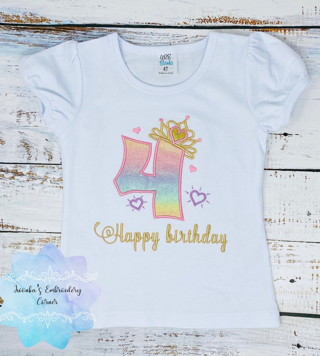 Girl birthday number shirt, Princess birthday outfit