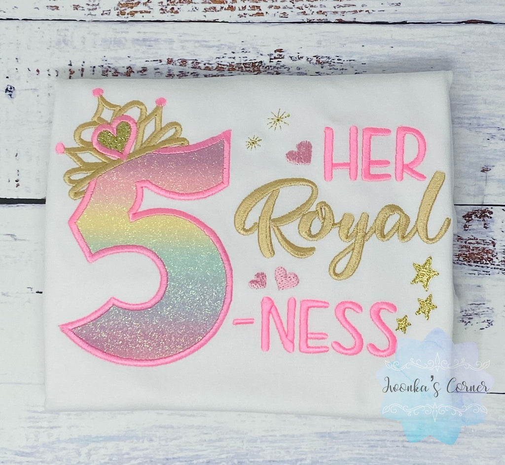 5th Birthday Shirt for Girl, Princess Birthday Shirt, Number with Crown, Her Royal 5-ness, Girls 6th Birthday Shirt, Princess Birthday Party