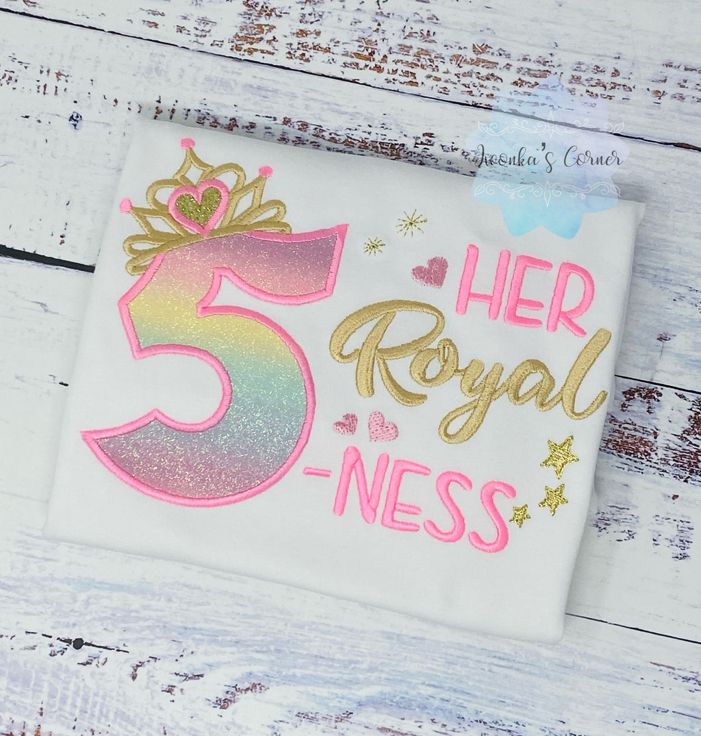 6th Birthday Shirt for Girl, Princess Birthday Shirt, Number with Crown, Her Royal 6-ness, Girls 6th Birthday Shirt, Princess Birthday Party