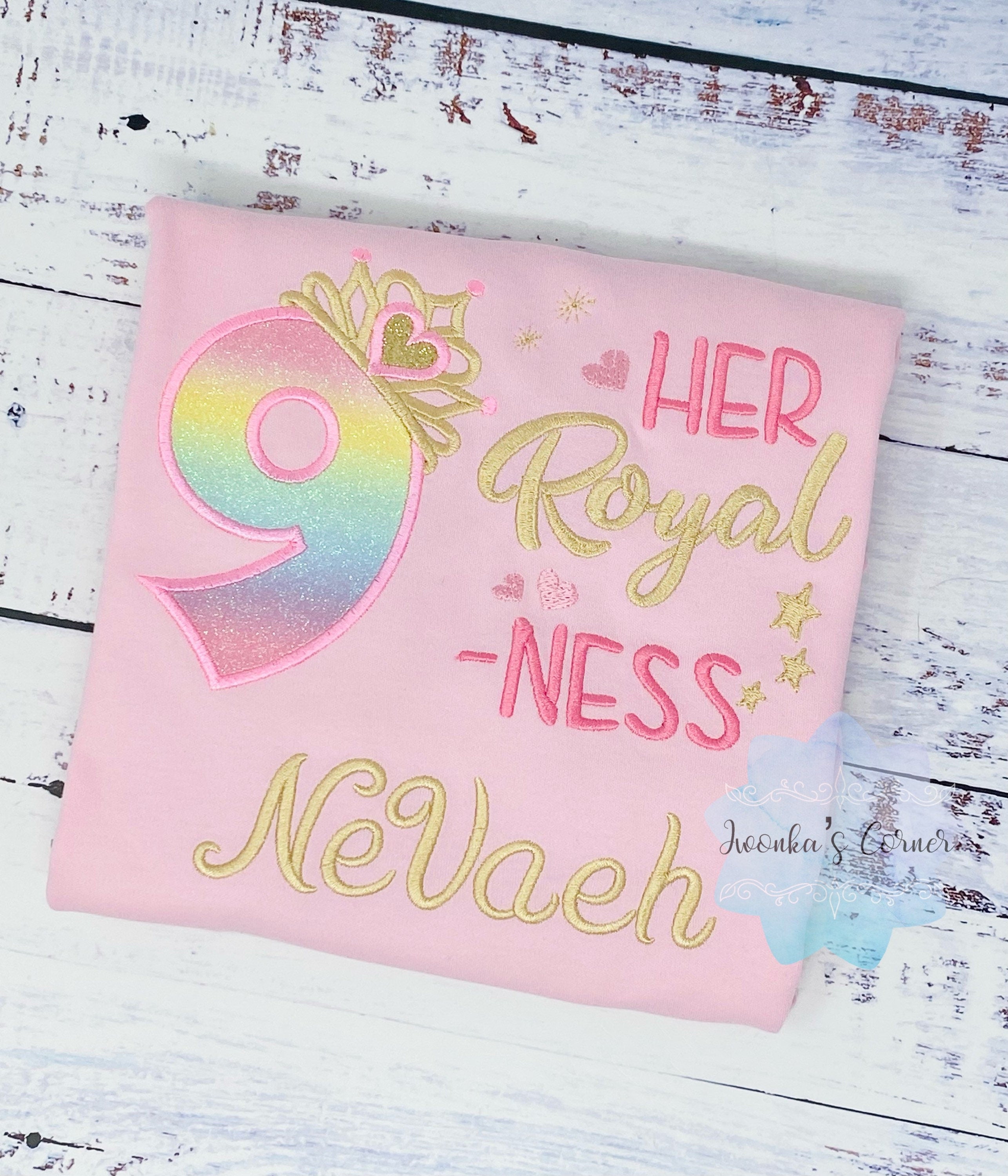 9th Birthday Shirt for Girl, Princess Birthday Shirt, Number with Crown, Her Royal 5-ness, Girls 6th Birthday Shirt, Princess Birthday Party
