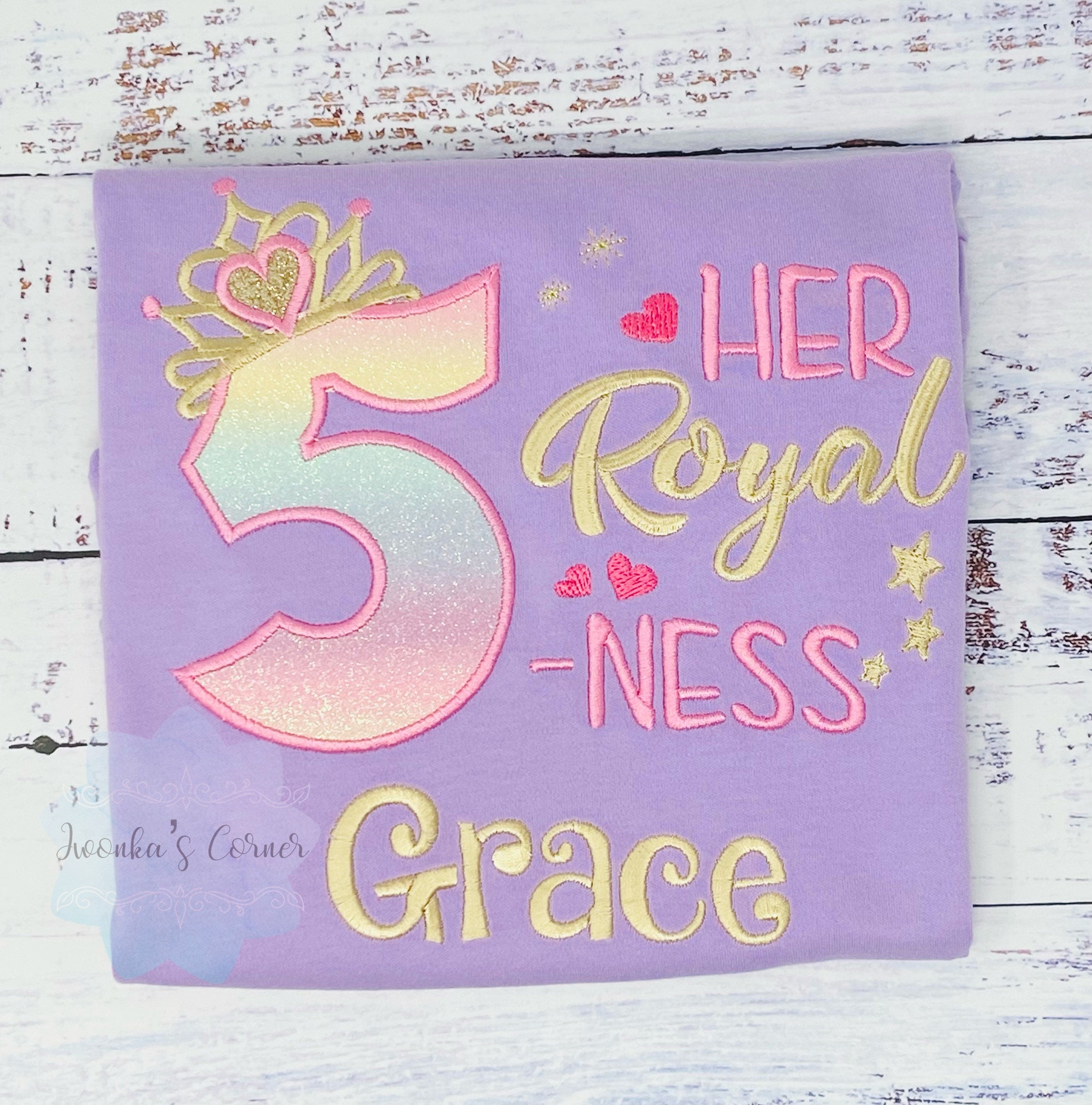 5th Birthday Shirt for Girl, Princess Birthday Shirt, Number with Crown, Her Royal 5-ness, Girls Birthday Shirt, Princess Birthday Party