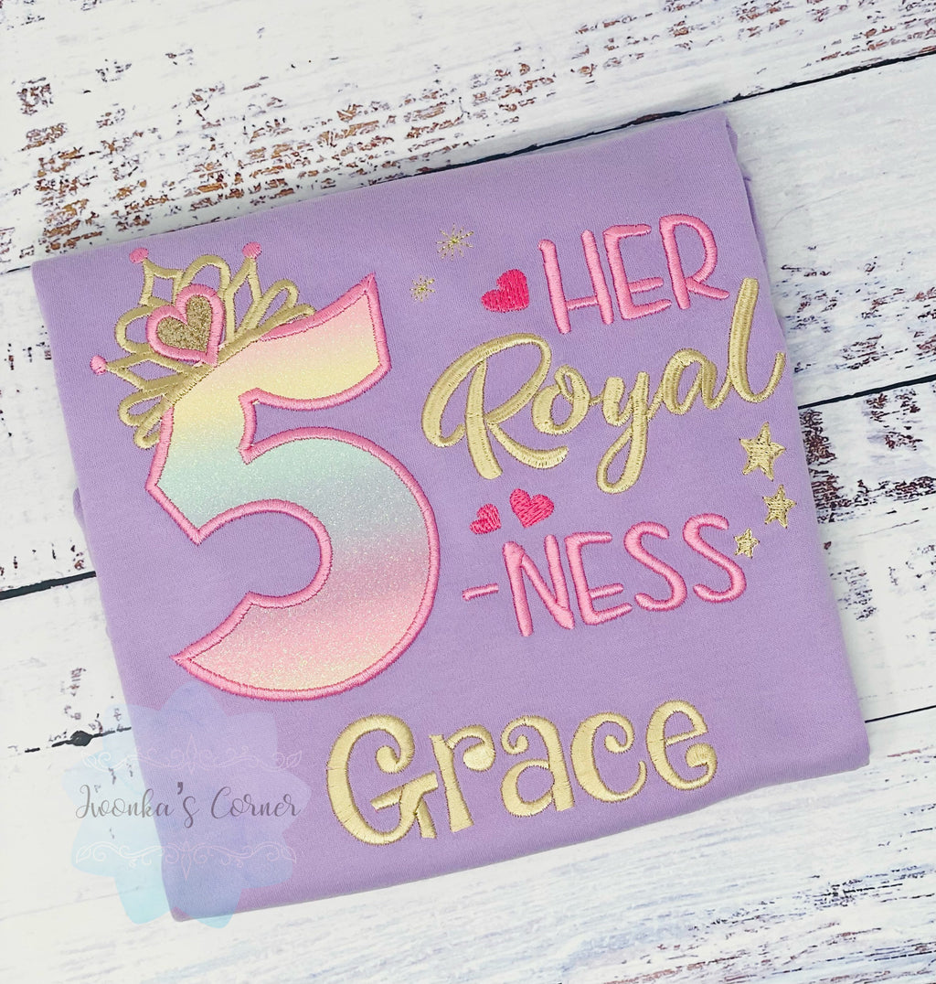 5th Birthday Shirt for Girl, Princess Birthday Shirt, Number with Crown, Her Royal 5-ness, Girls Birthday Shirt, Princess Birthday Party