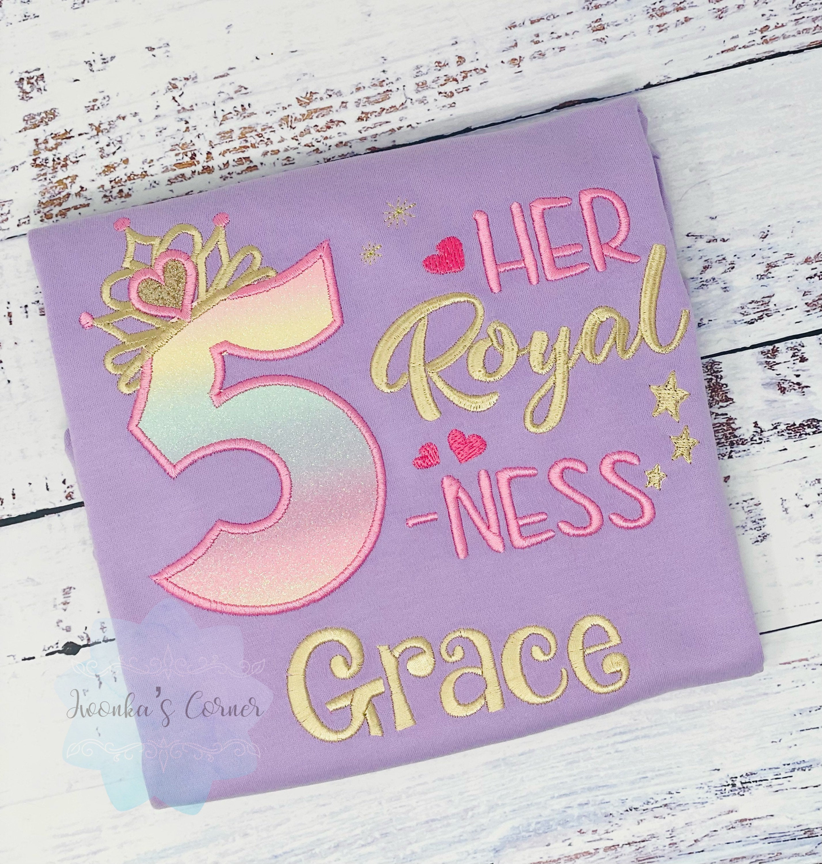 5th Birthday Shirt for Girl, Princess Birthday Shirt, Number with Crown, Her Royal 5-ness, Girls Birthday Shirt, Princess Birthday Party