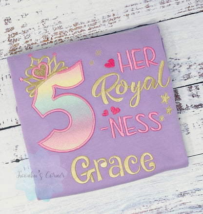 5th Birthday Shirt for Girl, Princess Birthday Shirt, Number with Crown, Her Royal 5-ness, Girls Birthday Shirt, Princess Birthday Party