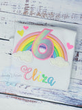6th Rainbow birthday shirt for a girl, Over the rainbow party, Any Age, birthday party rainbow theme, Pastel Color Rainbow, Pink Rainbow