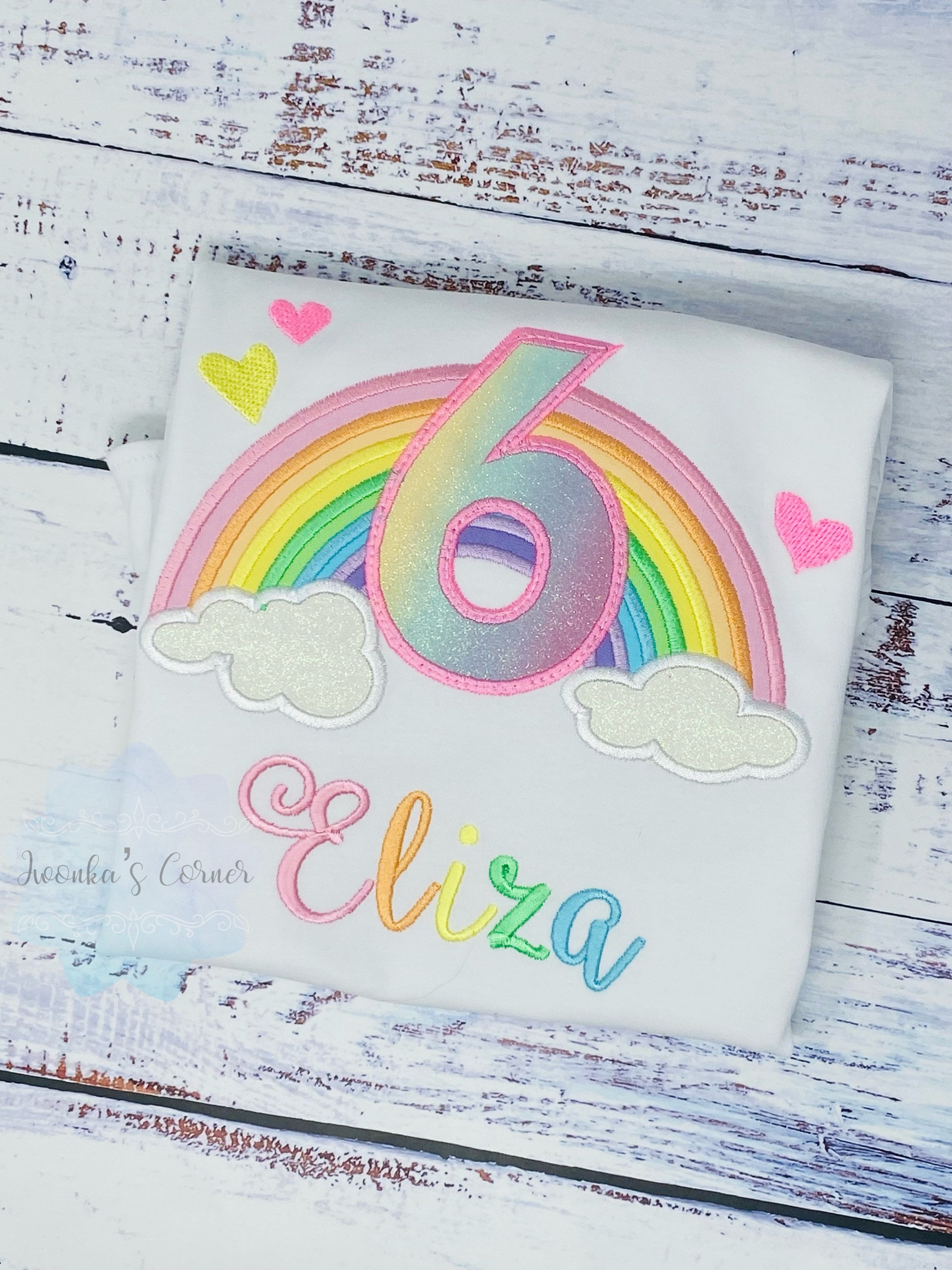 6th Rainbow birthday shirt for a girl, Over the rainbow party, Any Age, birthday party rainbow theme, Pastel Color Rainbow, Pink Rainbow