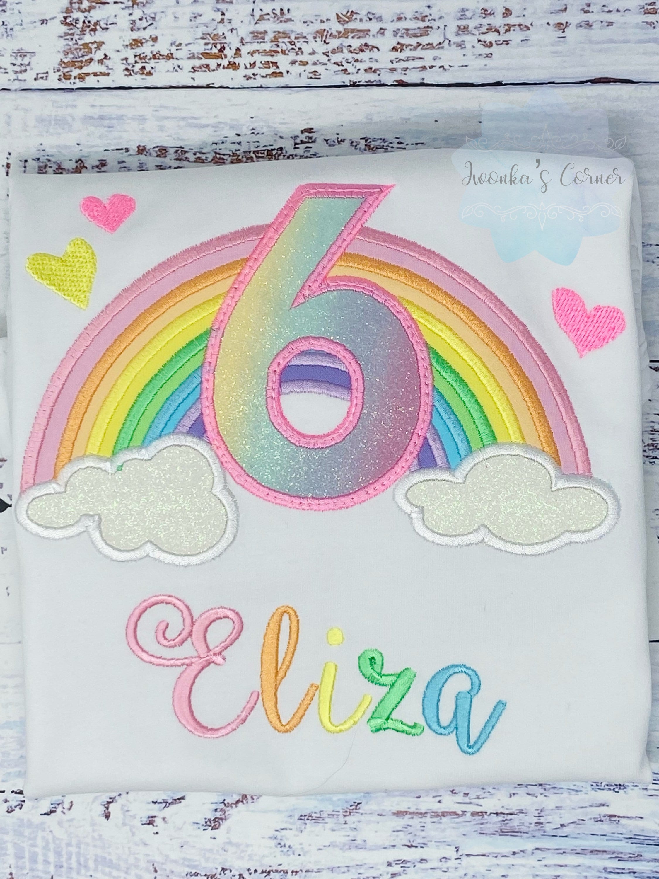6th Rainbow birthday shirt for a girl, Over the rainbow party, Any Age, birthday party rainbow theme, Pastel Color Rainbow, Pink Rainbow