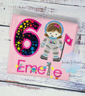 Girl Astronaut Shirt, 6th Astronaut Birthday Party, Astronaut T-shirt, Applique Space Ship, Astronaut Girl Birthday T-Shirt, Any age