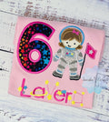 Girl Astronaut Shirt, 6th Astronaut Birthday Party, Astronaut T-shirt, Applique Space Ship, Astronaut Girl Birthday T-Shirt, Any age