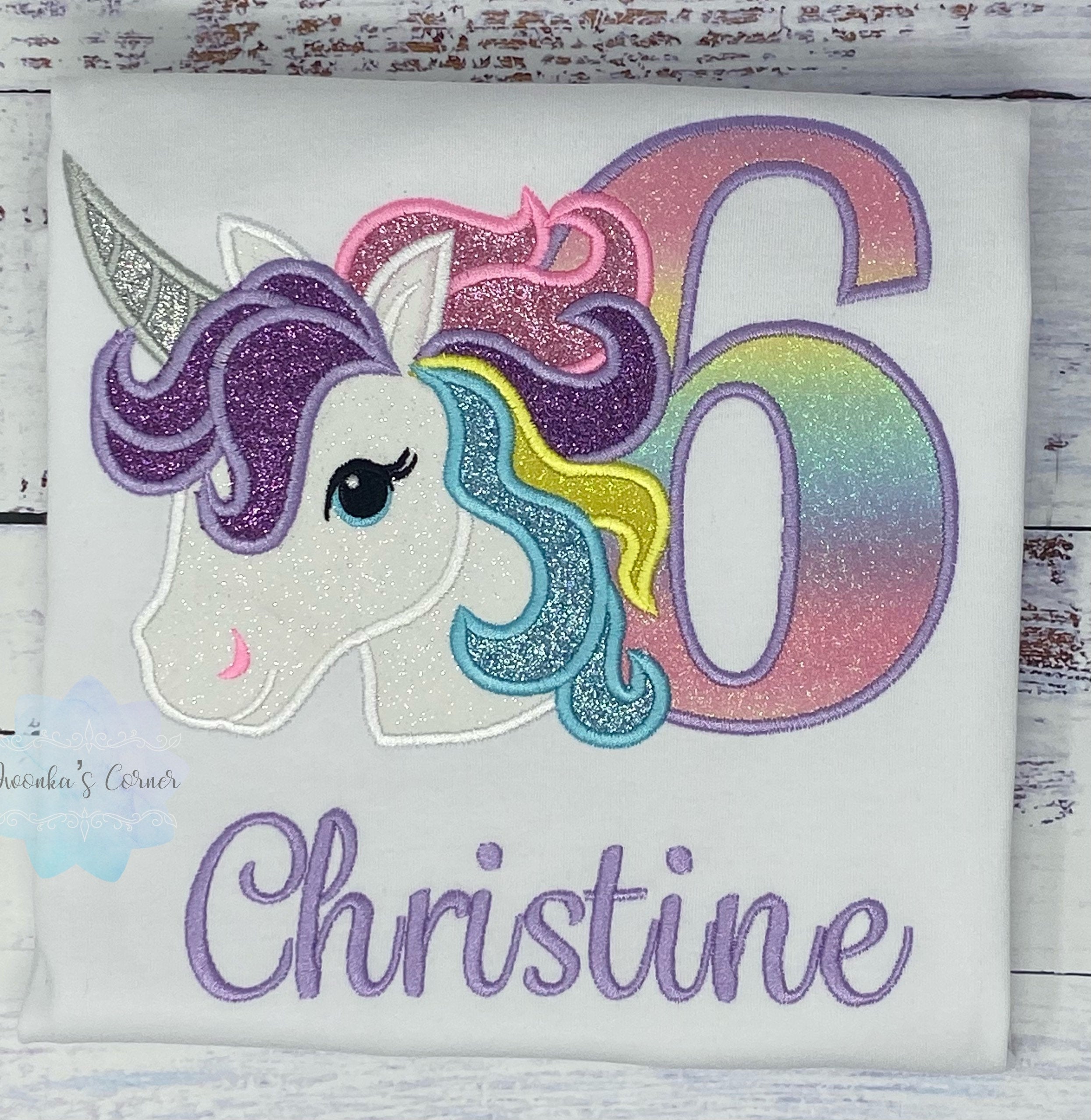 Girl Rainbow Pastel Unicorn Birthday Outfit, 6th Birthday Pastel Unicorn Shirt, Unicorn birthday, Rainbow Unicorn, Custom Unicorn Embroidery