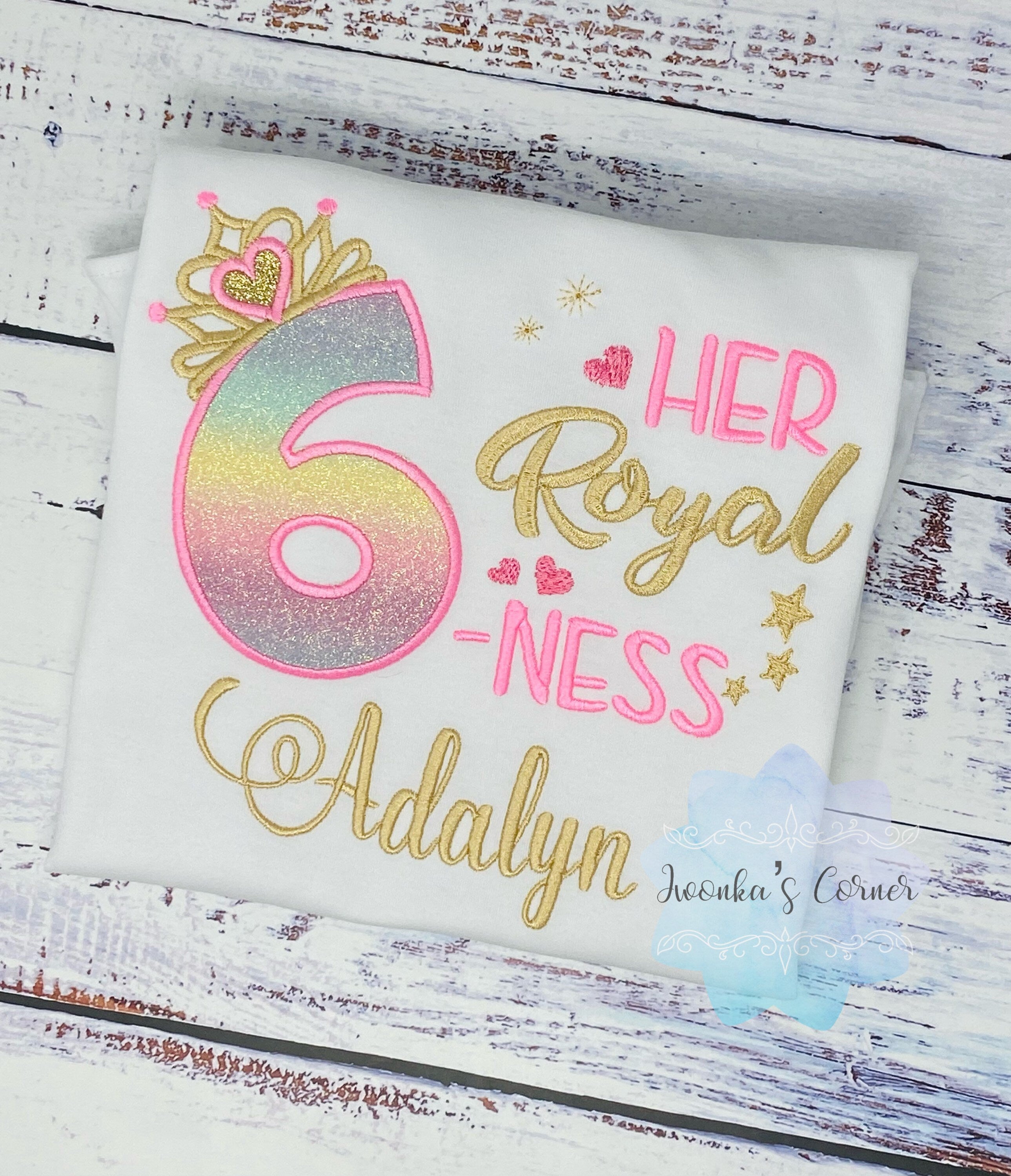6th Birthday Shirt for Girl, Princess Birthday Shirt, Number with Crown, Her Royal 6-ness, Girls 6th Birthday Shirt, Princess Birthday Party