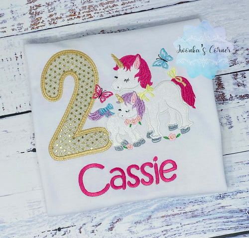 2nd Birthday Unicorn Shirt, Girl Birthday Outfit, Unicorn birthday, Unicorn embroidery
