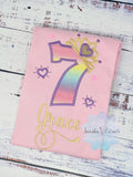 Princess 7th birthday birthday shirt, Girl shirt with princess tiara, Any age princess T-shirt
