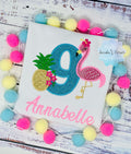 Girl 9th Birthday Tropical Theme Shirt, Girl Shirt With Flamingo and Pineapple, Age 1-9, Tropical Birthday Shirt