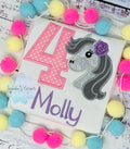 Girl 4th Birthday Shirt With Grey Dappled Horse, Birthday Shirt with pony, Any age Horse Embroidery Birthday Shirt, Spotted grey horse shirt
