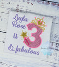 3rd Birthday Girl Outfit, Princess Birthday Shirt, Number with Tiara, Pink Princess Birthday Shirt, Three and Fabulous