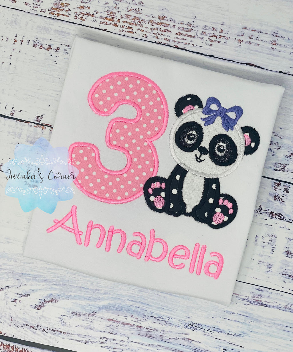 Black and white Panda Bear, Panda bear Outfit, Any Birthday Party Shirt