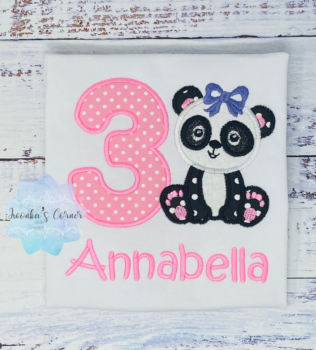 Black and white Panda Bear, Panda bear Outfit, Any Birthday Party Shirt