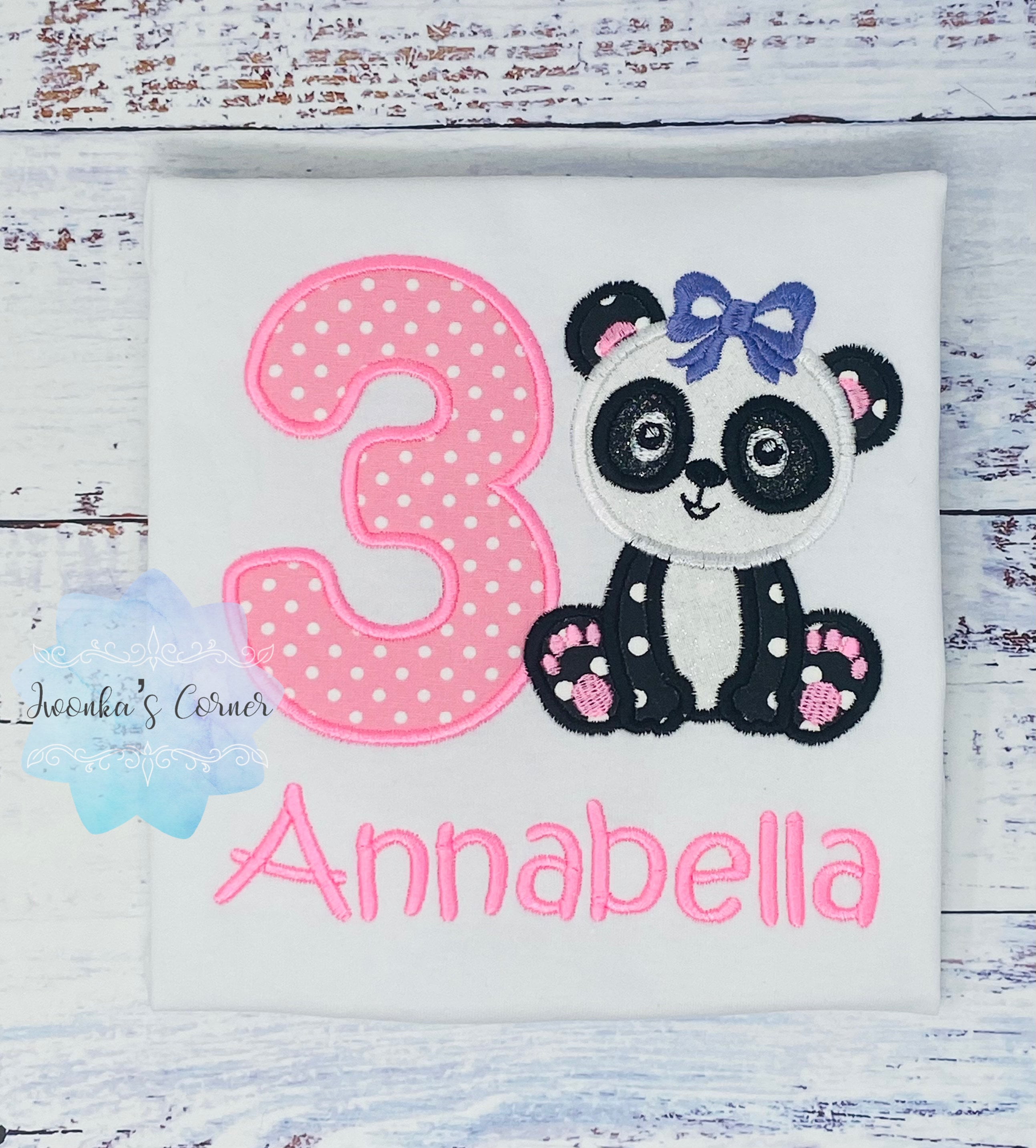 Black and white Panda Bear, Panda bear Outfit, Any Birthday Party Shirt