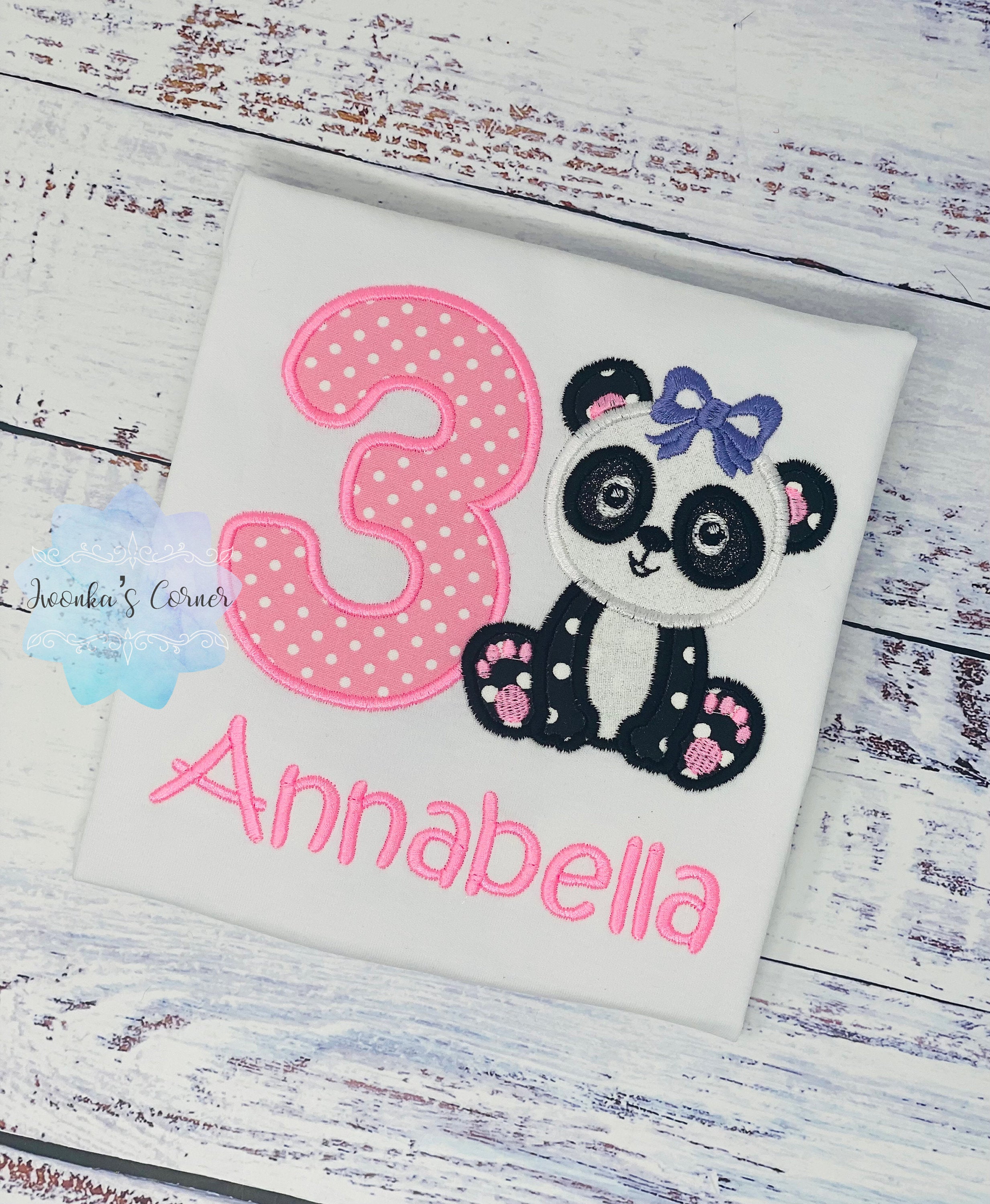 Black and white Panda Bear, Panda bear Outfit, Any Birthday Party Shirt
