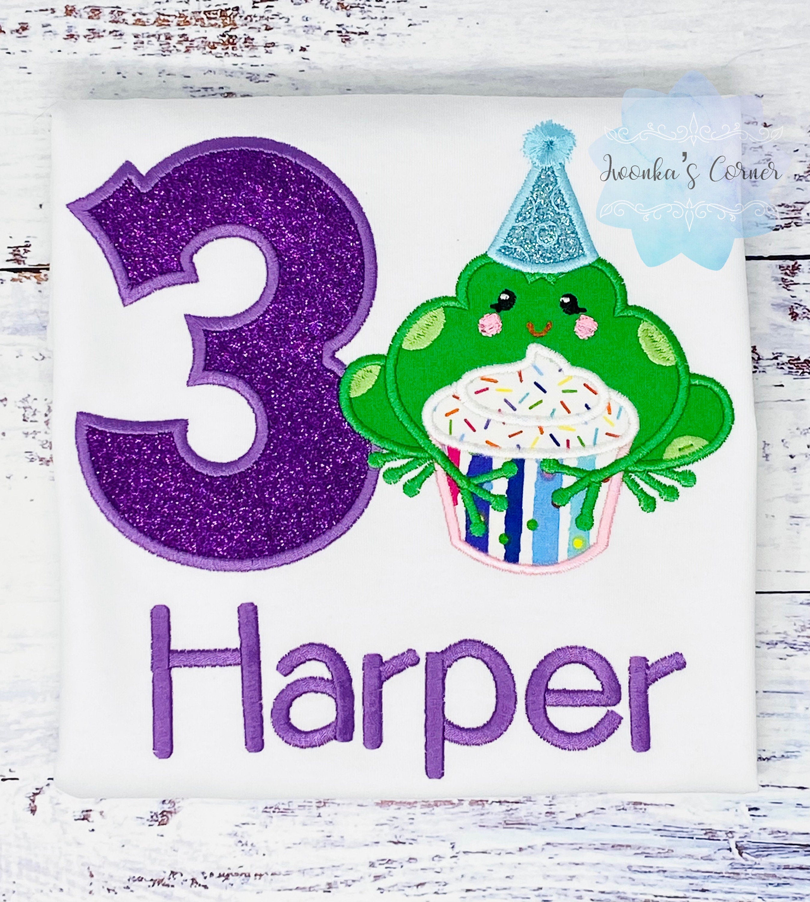 Girls birthday shirt with Frog, Shirt with Lipping Green frog