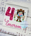 4th birthday cowgirl shirt for a girl, Cowgirl farm birthday, Any Age, Farm girl shirt,