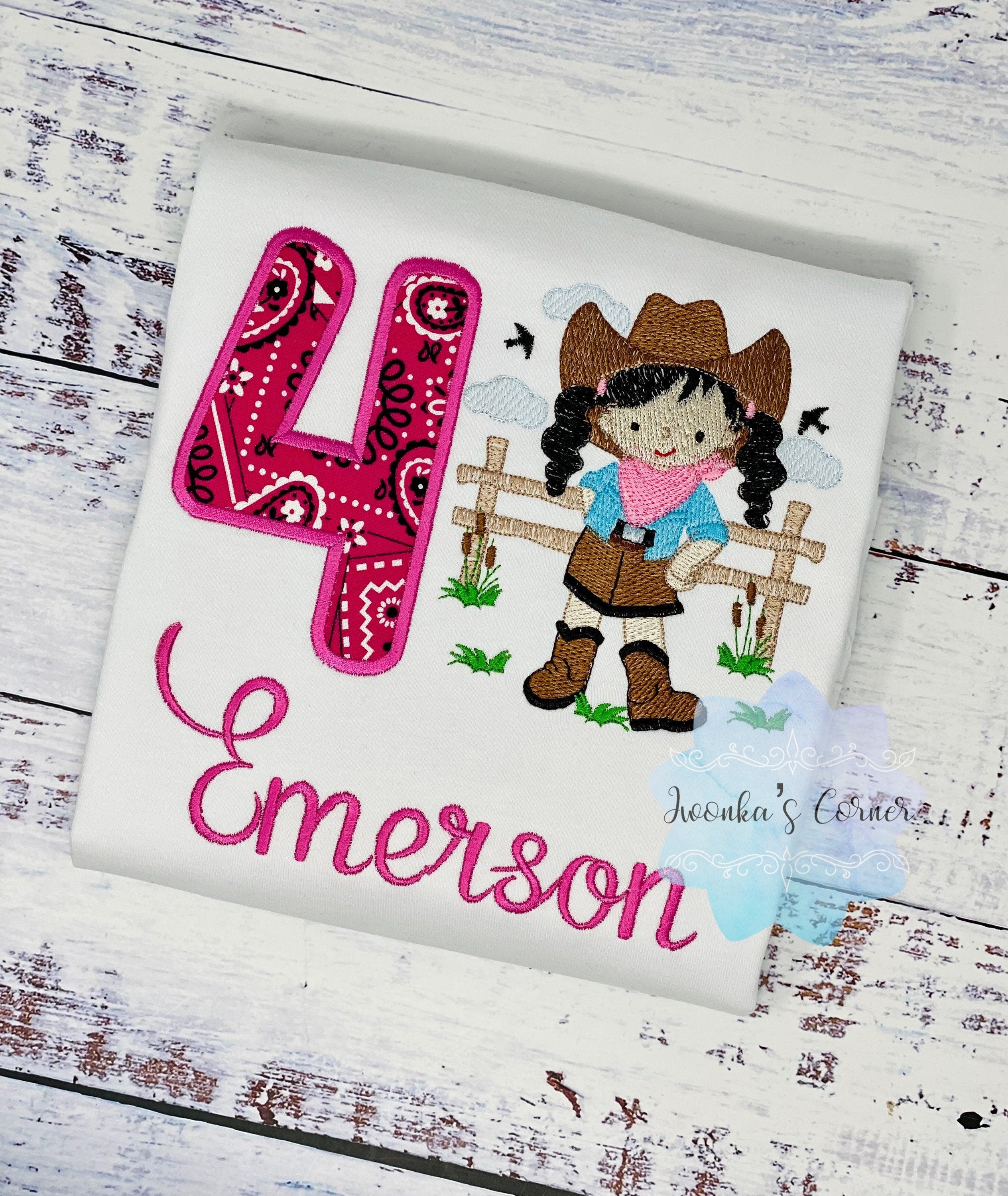 4th birthday cowgirl shirt for a girl, Cowgirl farm birthday, Any Age, Farm girl shirt,