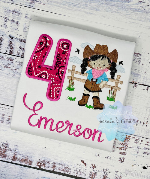 4th birthday cowgirl shirt for a girl, Cowgirl farm birthday, Any Age, Farm girl shirt,