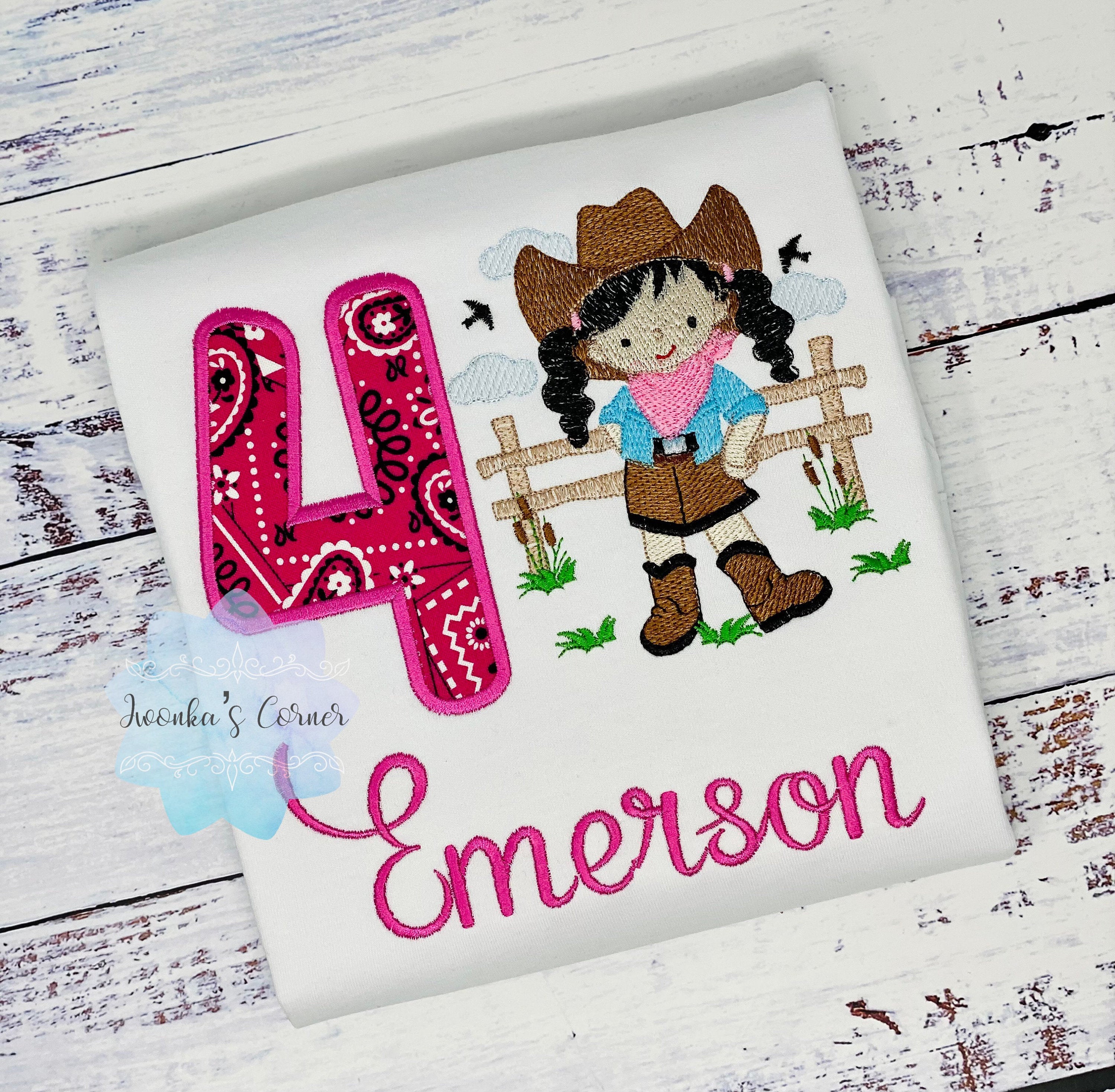 4th birthday cowgirl shirt for a girl, Cowgirl farm birthday, Any Age, Farm girl shirt,