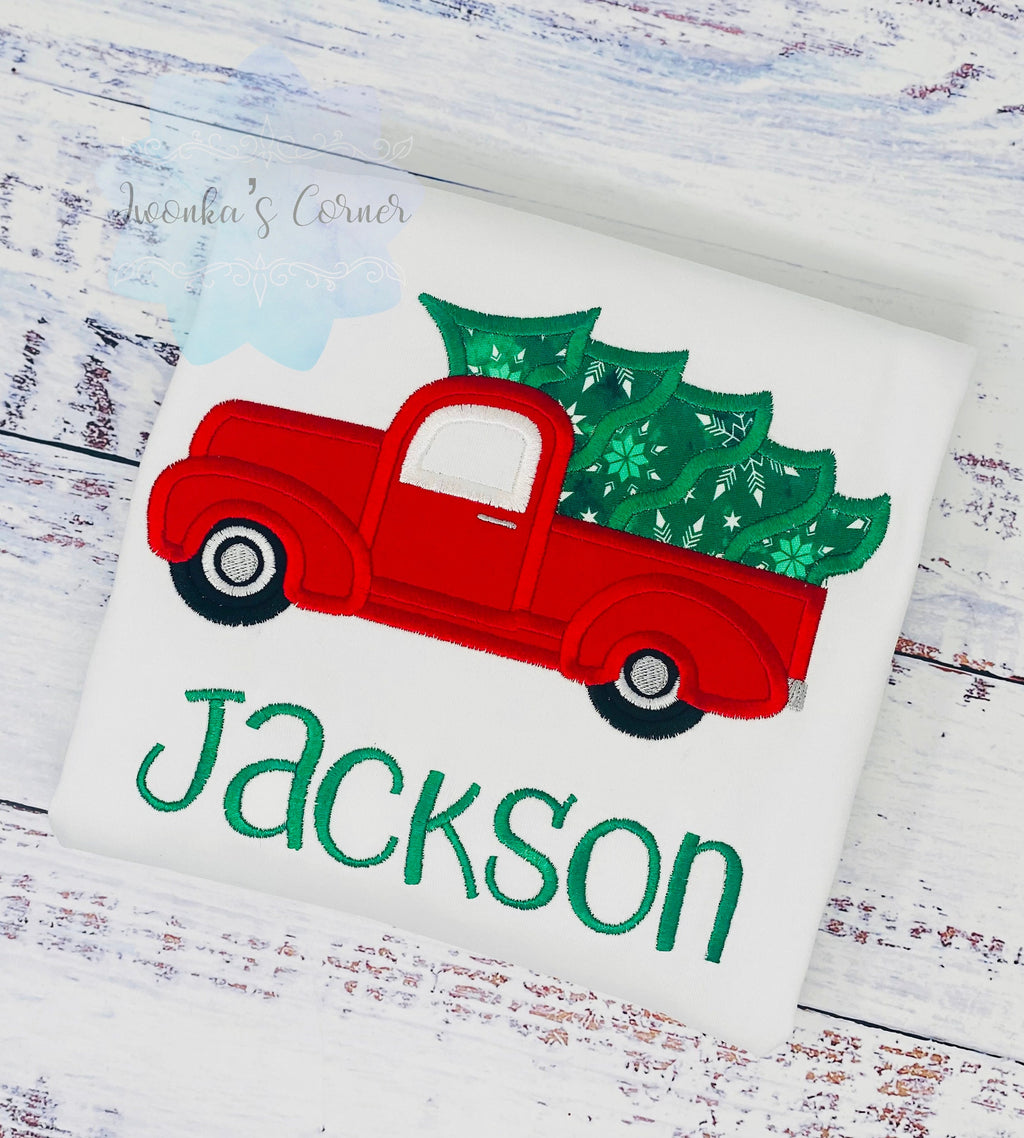 Red car with Christmas tree, Personalized Christmas gift, Any age Christmas shirt