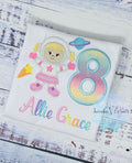 Girl 8th pastel Astronaut Shirt, Astronaut Birthday Party, T-shirt With Planet, Astronaut Girl Birthday T-Shirt, Any age