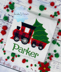 Boys Shirt with Train, Red Train with Christmas tree, Personalized Christmas gift, Any age Christmas shirt