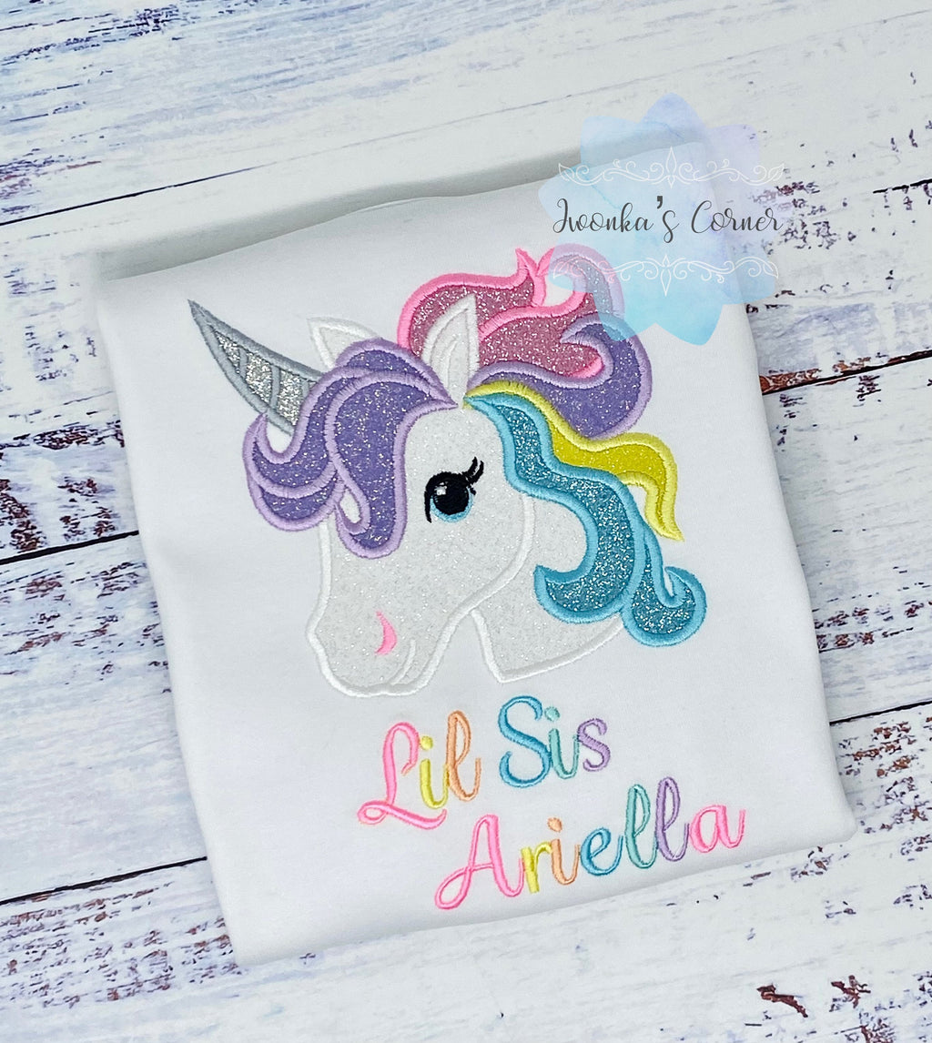 Uni Matching Sibling’s Shirt, Pastel Unicorn Shirt, Pastel Unicorn Birthday Outfit, Unicorn birthday, Rainbow Uni Shirt, Unicorn embroidery