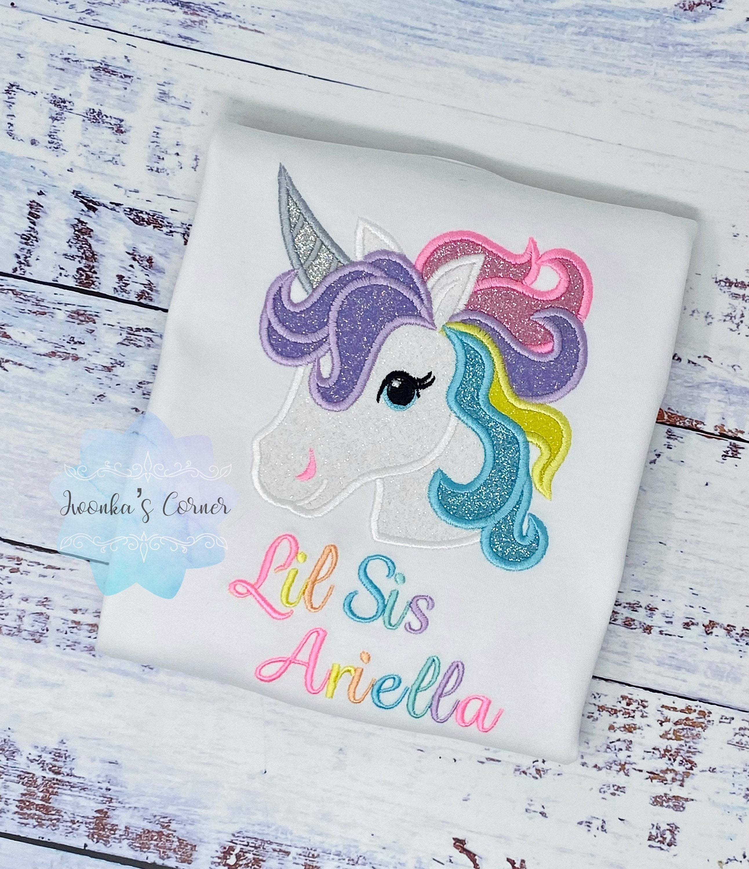 Uni Matching Sibling’s Shirt, Pastel Unicorn Shirt, Pastel Unicorn Birthday Outfit, Unicorn birthday, Rainbow Uni Shirt, Unicorn embroidery