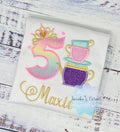 Girl Tea Party Birthday Shirt, 5th 4th 3rd birthday Tea party shirt, Birthday outfit with tea party embroidery